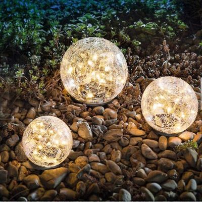 Yuzee Puutarha aurinkovalot, säröillä lasi pallo vedenpitävä lämmin valkoinen led ulkona sisustus koristeet polku patio piha nurmikko, 1 maapallo
