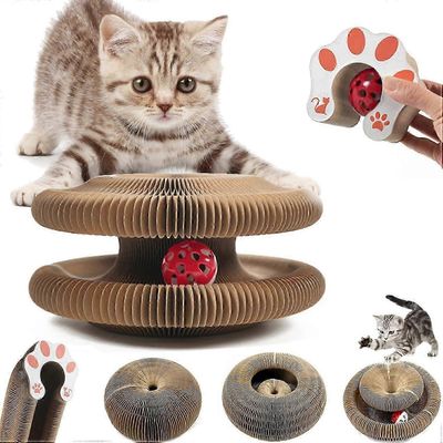 Kissan raapimislauta Kitty Kurlzille Taitettava Harmonikka Interaktiivinen Lelu kissanmintulla ja kellopallolla