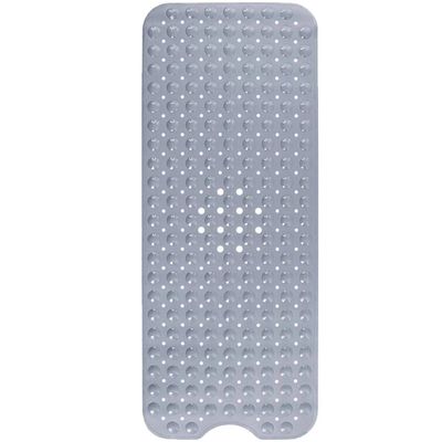 Linkrunning Skridsikker bademåtte, 100 x 40 cm brusemåtte, ekstra lang maskinvaskbar bademåtte, skridsikker bademåtte med sugekop PVC-materiale (grå)