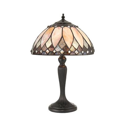 Interiors 1900 Lighting Brooklyn 2 Lys lille bordlampe Mørk bronze, Tiffany Glas, E14