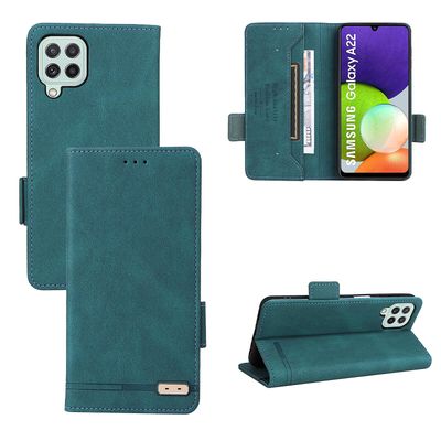 Gangxun Etui til Samsung Galaxy A22 4g læderetui Folio Flip med kreditkortspor Etui Coque Grøn