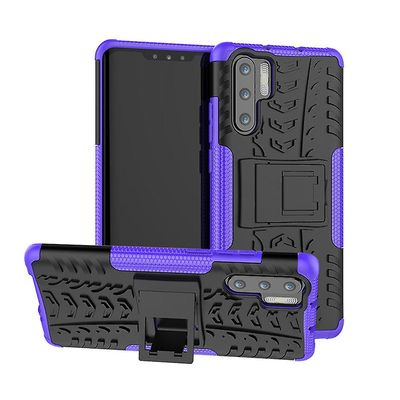 Stødsikker rustning sag for Huawei y7p/p40 lite e med støttefod all inclusive dække lilla rpc1702