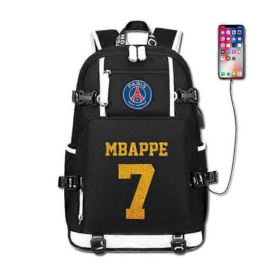 No.7 Kultainen kuvio Mbappe Football tähti painettu reppu, koululaukku ja matkalaukku