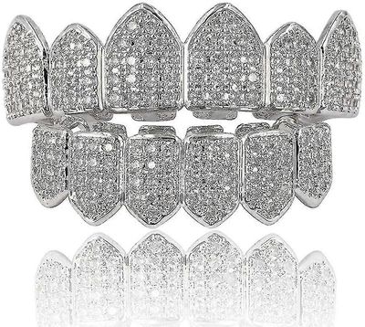 14k Päällystetty Hip Hop Hampaat, kiillotetut Hampaat Grillz Grillz Hampaat Grillz Hopeasetti