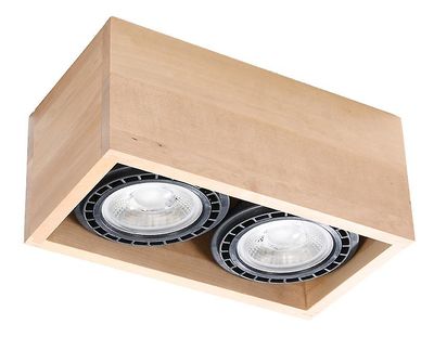 Sollux Lighting Sollux QUATRO SL.0916 Rektangel Twin Surface Monteret Downlights Flush Light Natural Wood GU10