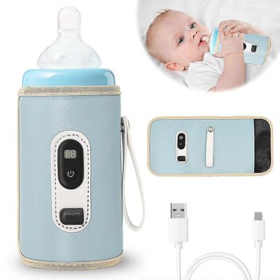 Pullonlämmitin vauva tien päällä, pullonlämmitin, tuttipullonlämmitin tien päällä, 21 säädettävää lämpötilaa LCD-näytöllä, pullonlämmitin pidike va...