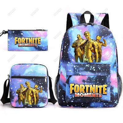 Ssyy 3 kpl setti FORTNITE-reppu 3D-tulosteet reppu teini-ikäisille tytöille pojille matkalaukku lasten koululaukkuihin luumu only backpack