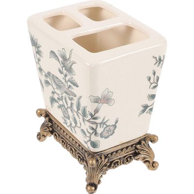 keraaminen hammasharjan pidike kompakti eurooppalainen tyyli vihreä lintu kevätteema 14x11cm hammastahnateline 1kpl Multi