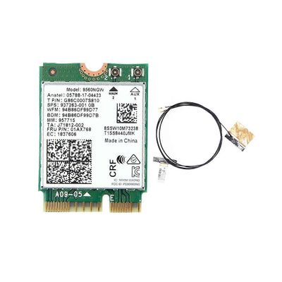 9560NGW WiFi-kortti + antenni 1730Mbps langaton AC 9560 kaksikaistainen 2.4G + 5G BT 5.0 802.11Ac M.2 CNVI 9560 Vihreä