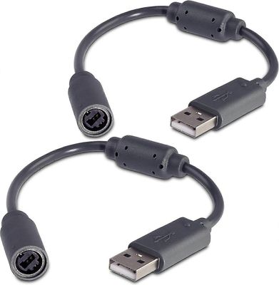 Xbox 360 -tietokone ja langallinen Xbox360-ohjainsovitin, USB-kaapeli USB-sovitin peliohjaimille, Xbox 360 -tietokoneohjain 2 kaapelia/musta