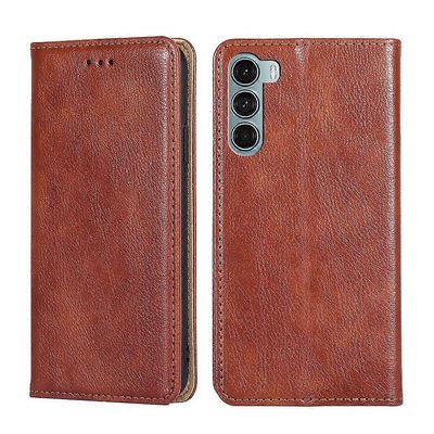 Motorola Moto G200 5G / Edge S30 Pure Color magneettinen nahkainen puhelinkotelo Ruskea