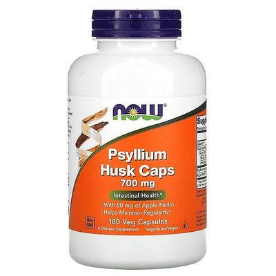 Now Foods Nu Livsmedel, Psyllium Husk Caps, 700 mg, 180 Veg Kapslar