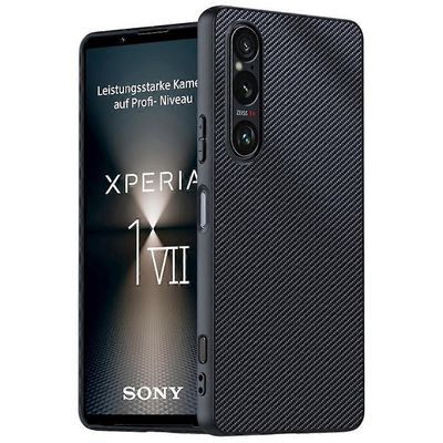 Sony Xperia 1 VII -kotelolle nahka + PC-kovapuhelimen kansi hiilikuiturakenne