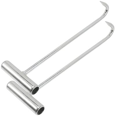 2 stk Xtool kumløftekroker løfter krok dørløftekrok kumlokkløfter avløpsdeksel løftekroker kloakklokkkrok Sølv 31x10cm