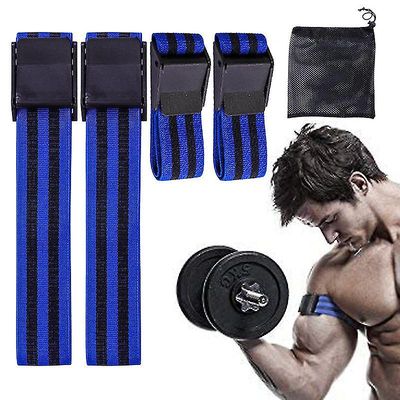 4pcs / sæt Okklusion Training Bands Blood Flow Begrænsning Bands Bicep Muskeltræning stropper blå