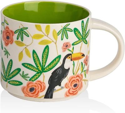 Ubiuo Keramisk kaffemugg 15 oz konst handmålad frukostkopp (ljusgrön)
