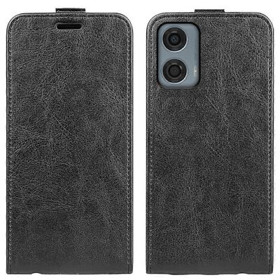 R64 pystysuora käännettävä nahkakotelo Motorola Moto G24 Powerille Musta