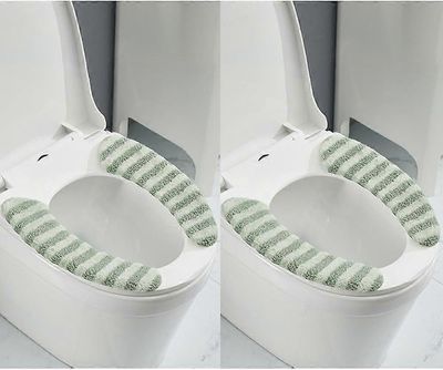 2 paria paksua lämmintä pehmustettua wc-istuimen päällistä | Kiinnitettävä pestävä uudelleenkäytettävä wc-muistivaahtotyyny pitkänomaisille wc-istu...