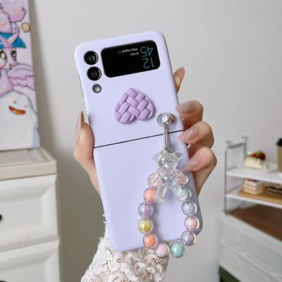 unbrand Söpö kotelo Samsung Galaxy Z Flip 5:lle hihnalla, muotikotelo Galaxy Z Flip 5 5G -suojakotelolle Tyttöjen kotelo ketjukovalla PC-kotelolla ...
