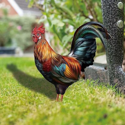 Cockerel Garden -patsaat Ulkokanan koristelu Säänkestävä Chicken Yard Art Standing Sculpture Garden Decoration