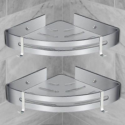 Kulma suihkuhylly, kylpyhuonehylly ilman poraussuihkua säilytys kori alumiini seinäliima suihku Caddy Shampoo Organizer (kolmio, 2 kpl)