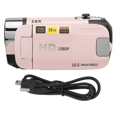 D90 1080P 16MP digitaalikamera 2,4 tuuman käännettävä näytön videokamera 16X Zoom HD -videonauhuri, jossa täyttövalo vaaleanpunainen