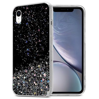 Apple iPhone XR -kotelo puhelimen kansi TPU-kotelo - läpinäkyvä ja glitter Läpinäkyvä glitterillä