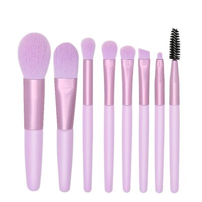 8 Børster Skønhedsværktøjer Blød hår makeup børste sæt træ håndtag bærbare Mini Blush makeup børste sæt lilla