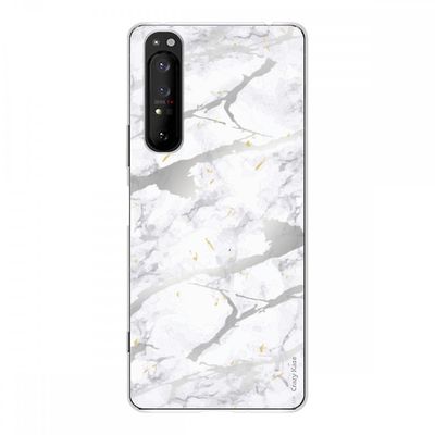 Crazy Kase Hull Til Sony Xperia 1 Ii i silikone fleksibel 1 mm, grå marmor effekt
