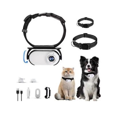 Kissakameran kaulus 1080P lemmikkikamerat Elämä vedenpitävä mini-toimintakamera videotallenteisiin Valkoinen