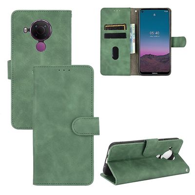 Etui til Nokia 5.4 Cover Premium læder med kortholder Flip Folio Magnetisk etui Etui Coque - Sort Grøn