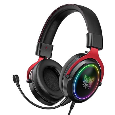 Onikuma X10 gaming headset kompatibel med Ps4 Ps5 Xbox Switch svart + rød