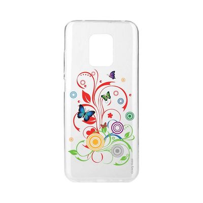 Crazy Kase Hull For Xiaomi Redmi Note 9s fleksible sommerfugle og cirkler