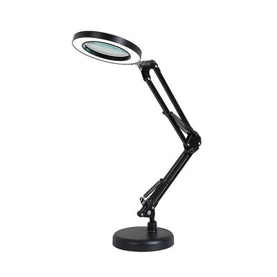 Suurennuslasin suurennuslasi 64 LED-pöytävalolla pöytävalaisin 8X suurennus 10 tasoa säädettävissä Musta