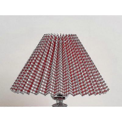 Yamato-tyyli, vintage-kangas - Muticolor laskostetut lampunvarjostimet pöytävalaisimille YQH RCQ Punainen ruudukko Dia 25cm H16cm