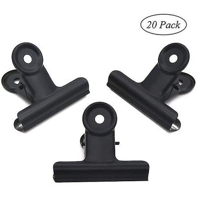 20 pack 2 tommer hængslede papirclips klip (50mm, sort)