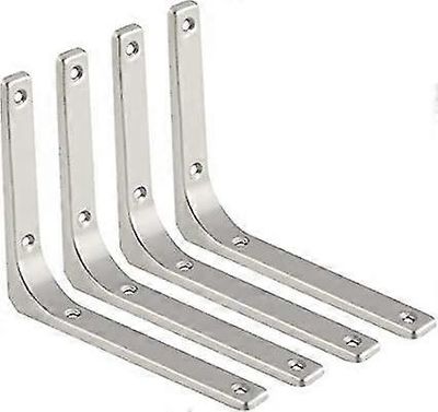 2 kpl raskaita ruostumattomasta teräksestä valmistettuja L-kiinnikkeitä, seinään kiinnitettävä hyllytuki hyllyille Hopea 8INCH