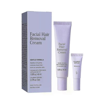 unbrand Kasvojen karvanpoistovoide + rauhoittava seerumi, karvanpoistovoide herkälle iholle, rauhoittava hellävarainen koostumus, pitkäkestoiset tu...