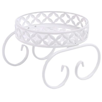 Linkrunning Indendørs eller udendørs blomsterpottestativ, metalplanteholder, rund haveplantestativ til stue, balkondekoration (hvid) 25.8*23.5*18.8cm