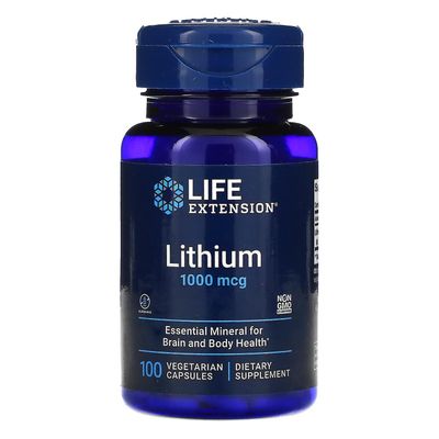 Life Extension Elämän pidentäminen, litium, 1,000 mcg, 100 kasviskapselia
