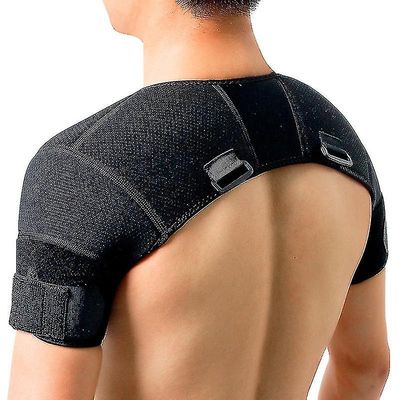Sort dobbelt skulder wrap skinne rotator manchet arm smertelindring varm terapi for mand og kvinder fleksibel xl M