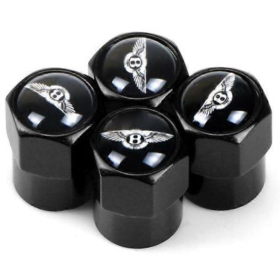 4kpl värikäs auton pyörän rengasventtiilin korkki varren kotelo Bentley Bentayga Continental Car Badge -autolisävarusteille Alumiiniseos shry musta