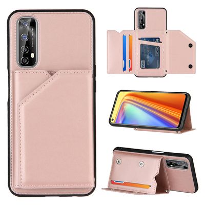 Gangxun Sag For Realme 7 Vintage Cuir Cover Læder sag Kofanger - Rose