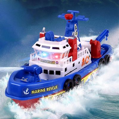 Barnas elektriske brannbåter Creative Music Water Jet Model Toy Boats Electric Fire Baby Bath Leker Led Blinkende lys Musikk Leketøy