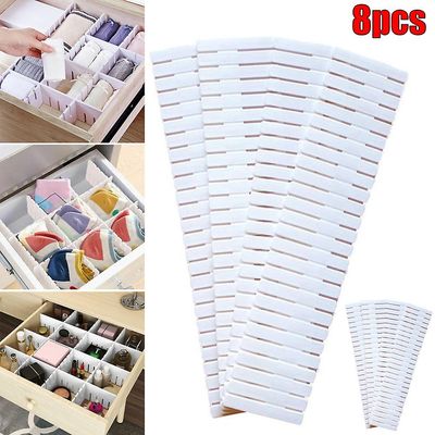 Varychmoo 4/8/12 Stk Justerbar Skuffe Separatorer Divider Storage Socks Undertøj Tie Tørklæde Nipsgenstande Smykker Ryddelige Arrangører 8PCS