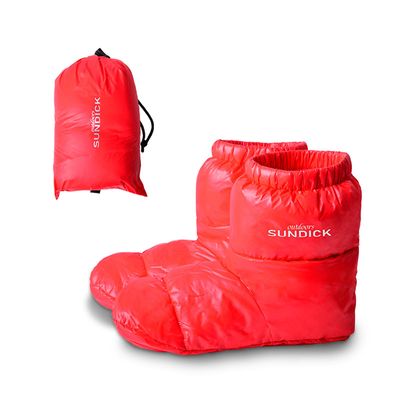 utendørs camping tøfler varme sokker for sovepose innendørs varme støvler menn kvinner vinter duck down booties tøfler støvler Rød L