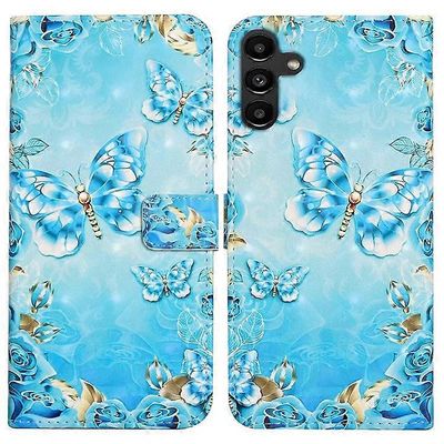 Yhteensopiva Samsung Galaxy A26 5G -kotelon kanssa 3D Creative Pattern PU nahkateline puhelimen kansi Sininen