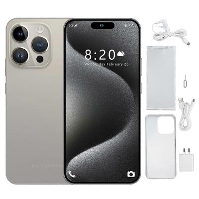 I15PROMAX Android 14 -älypuhelin, 12 Gt RAM-muistia, 256 Gt ROM-muistia, kaksoiskamera, 6800 mAh, titaani