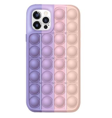 Coosilo Regnbuefarve silikone æbleskal, med klem legetøj til Iphone 12/12 Pro lilla pink