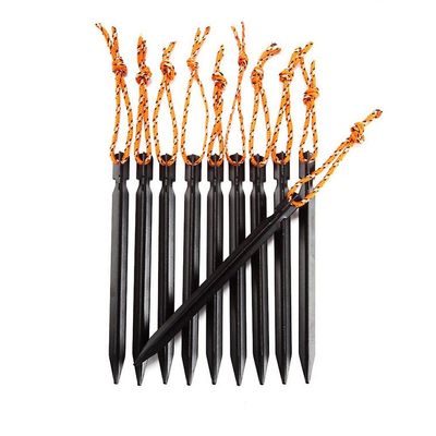 10pcs 18cm Udendørs Telt Nail Aluminium Alloy Stake Telt Peg, Color Black